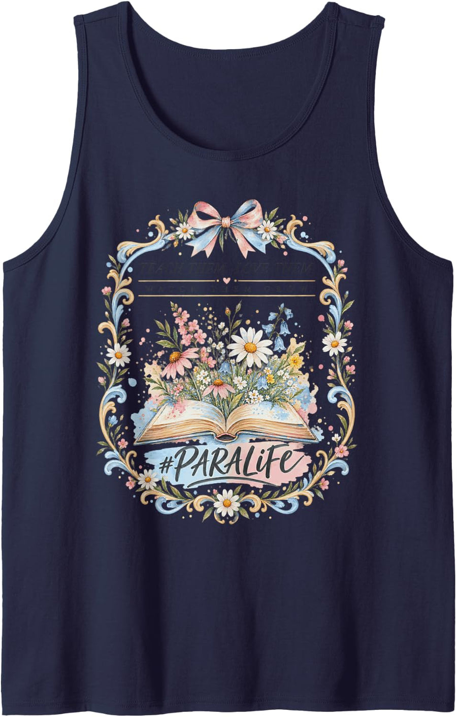 Paraprofessional Shirt for Women, Wildflowers para Life Sleeveless Tank Top - Navy Blue