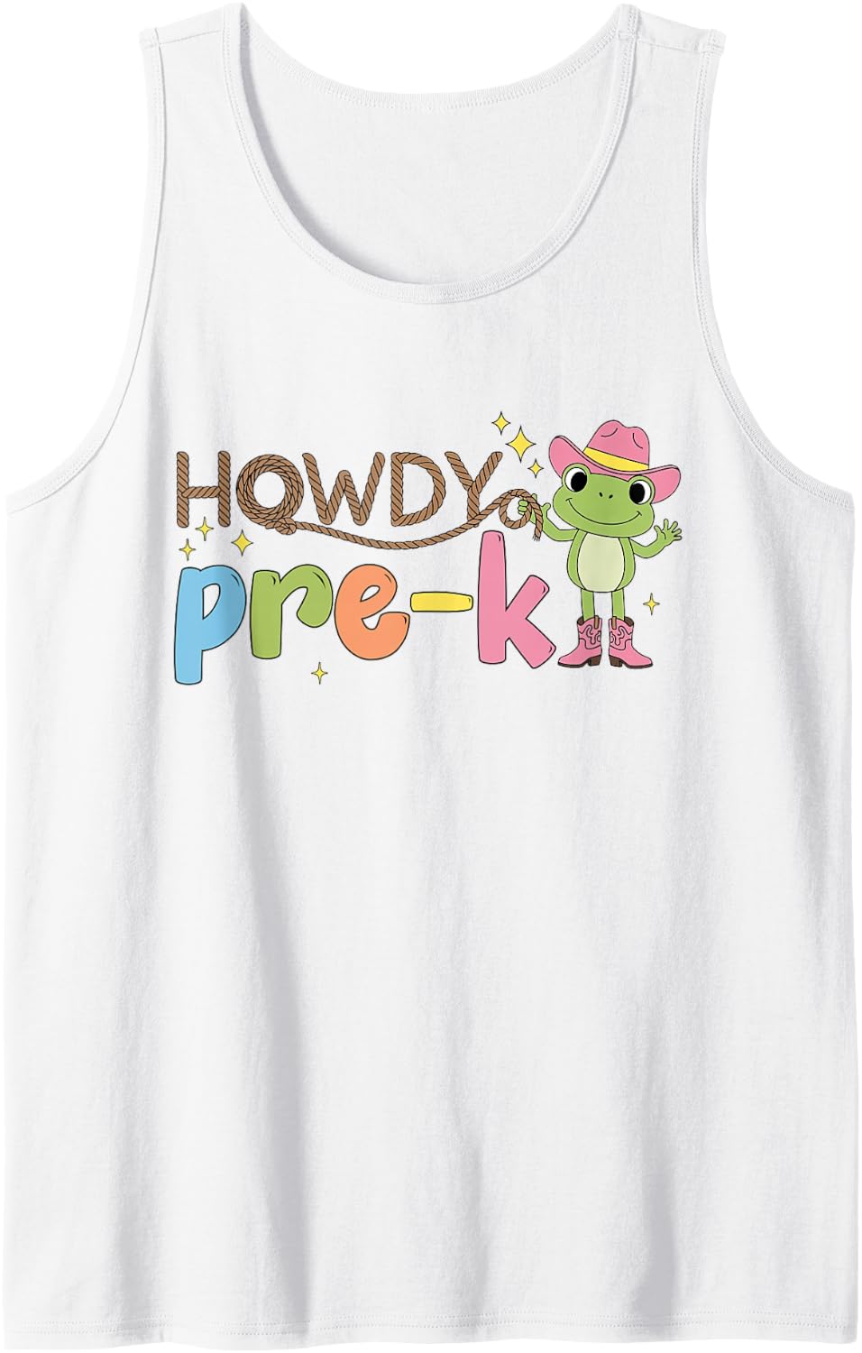 Howdy Pre-K Western Cowboy Frog Preschool Teacher Student Sleeveless Tank Top - White