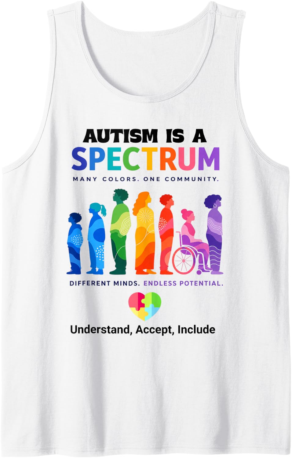 Autism Awareness Spectrum Different Minds Neurodiversity Tank Top - White