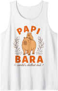 Papibara Capybara Dad Funny Animal Lover Sleeveless Tank Top - White