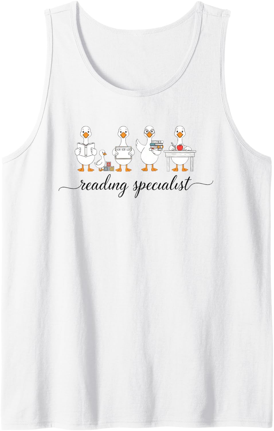 Reading Specialist Coach Teacher Literacy Interventionist Tank Top - White