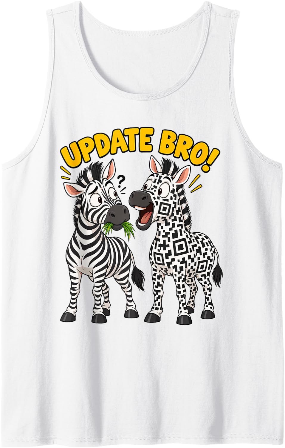 Zebra Qr Code Tech Nerd Funny Sleeveless Tank Top - White