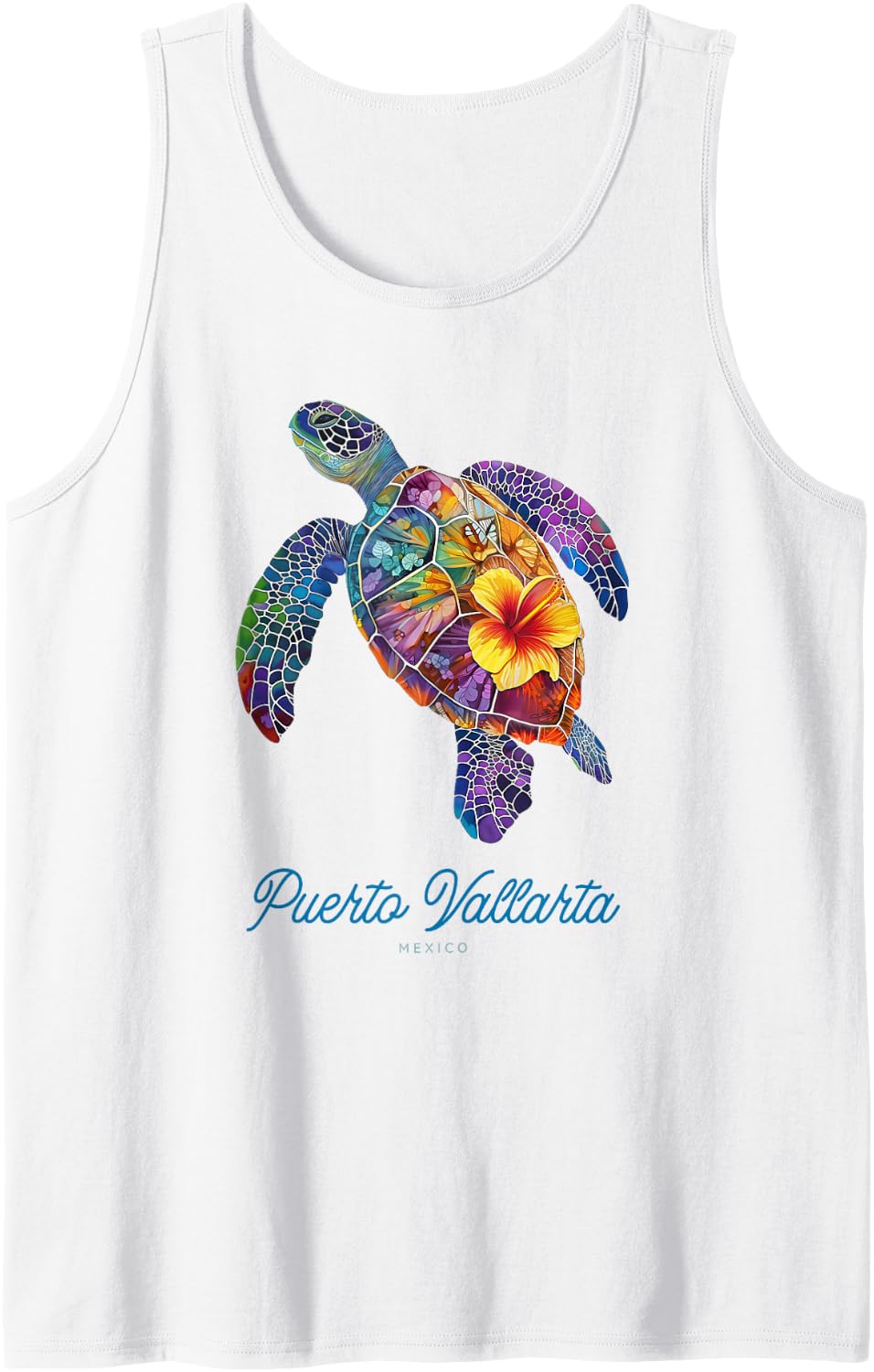 Puerto Vallarta Mexico Travel Souvenir Vintage Sea Turtle Tank Top - White