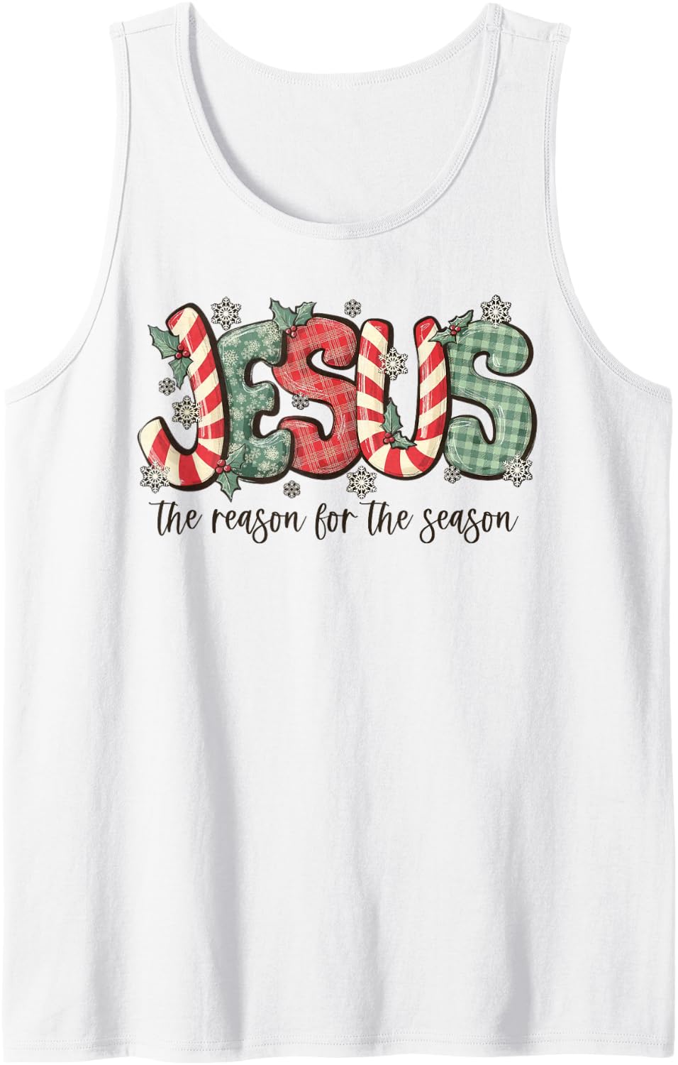 Jesus The Reason for The Season Christian Christmas Sleeveless Tank Top - White