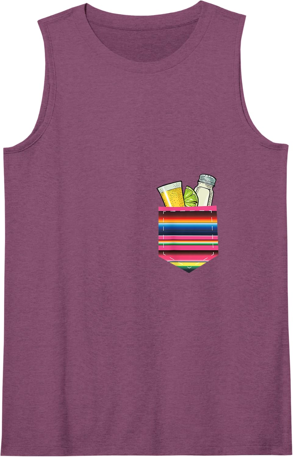 Tequila Lime Salt Funny Tequila Shot Pocket Serape Tank Top - Purple
