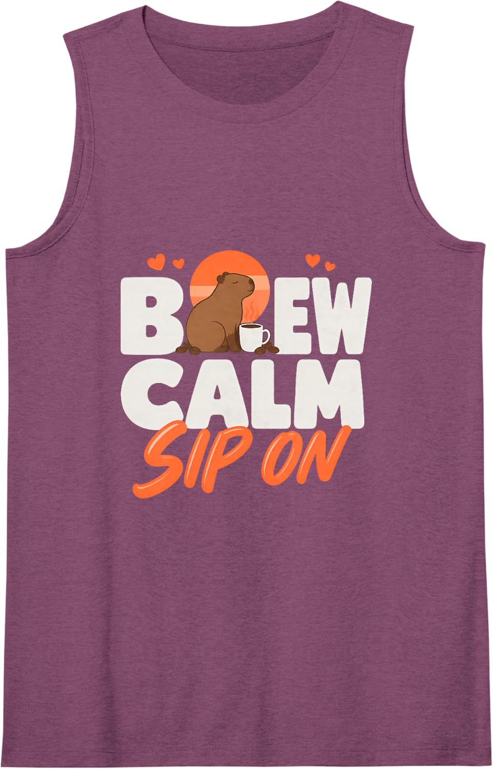 Brew Calm Sip on Capybara Coffee Lover Sunrise Morning Sleeveless Tank Top - Purple