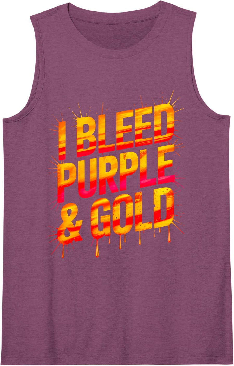 I Bleed Purple Gold Game Day Competition Field Spirit Week Sleeveless Tank Top - Purple