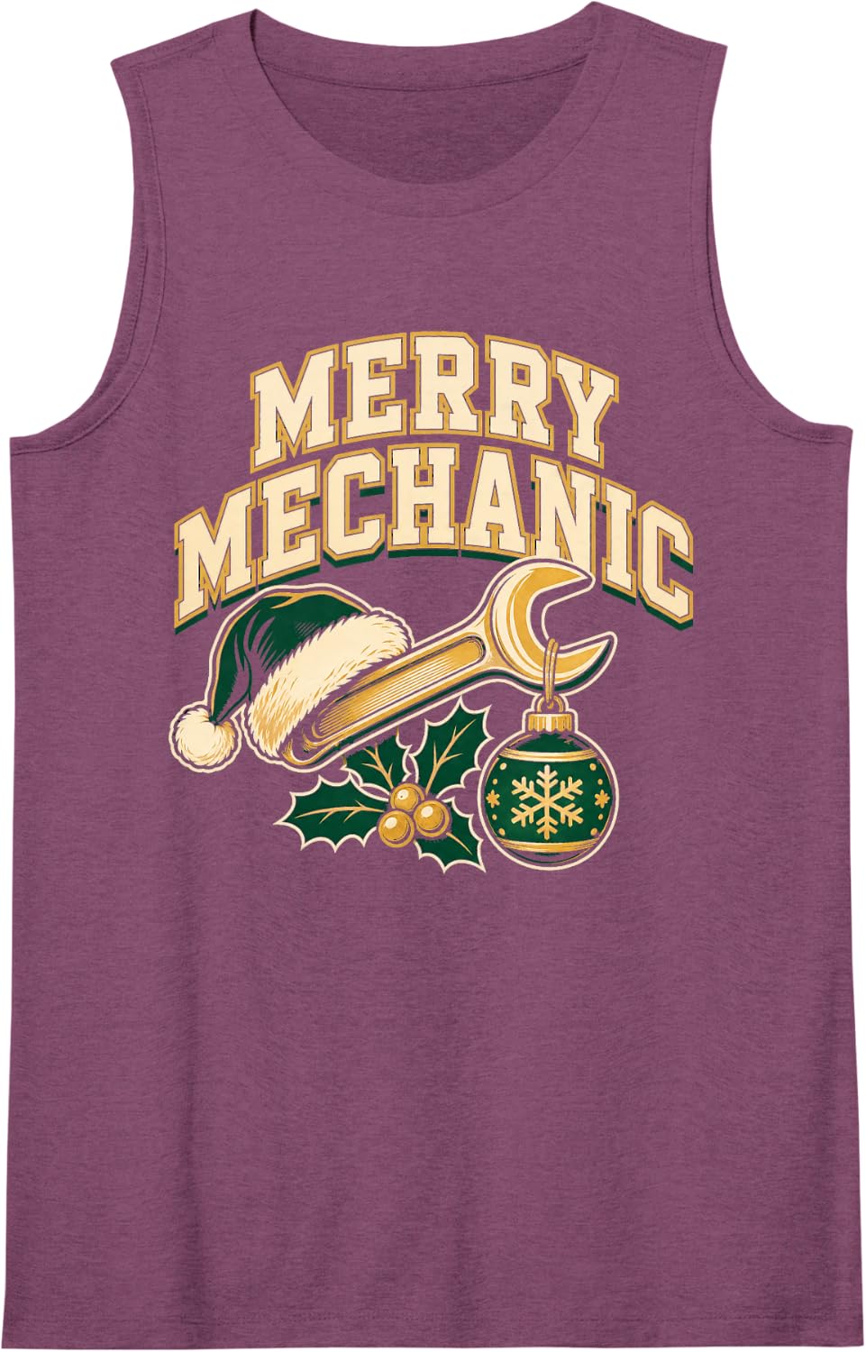 Merry Mechanic Christmas Auto Repair Holiday Sleeveless Tank Top - Purple