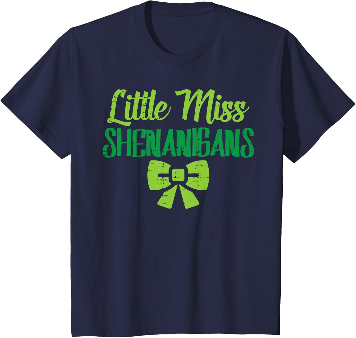 Kids Little Ms Shenanigans Cute St Patricks Day Kids Girls Gift T-Shirt - Navy Blue