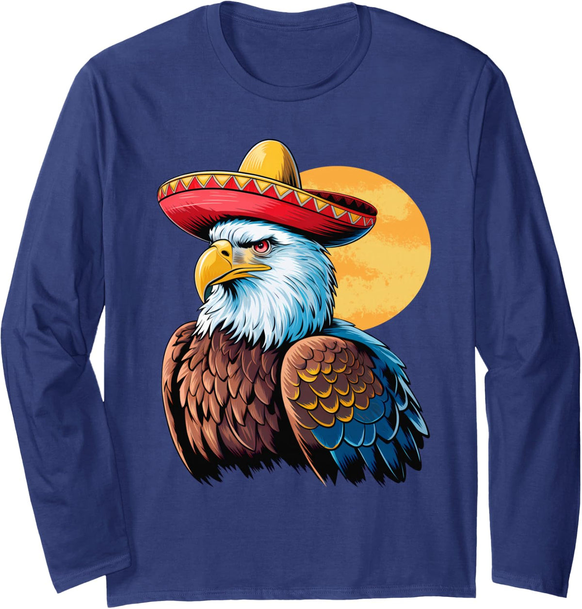 Mexican Eagle Cinco de Mayo Mexican Mexico Eagle Long Sleeve T-Shirt - Adult Unisex Navy Blue