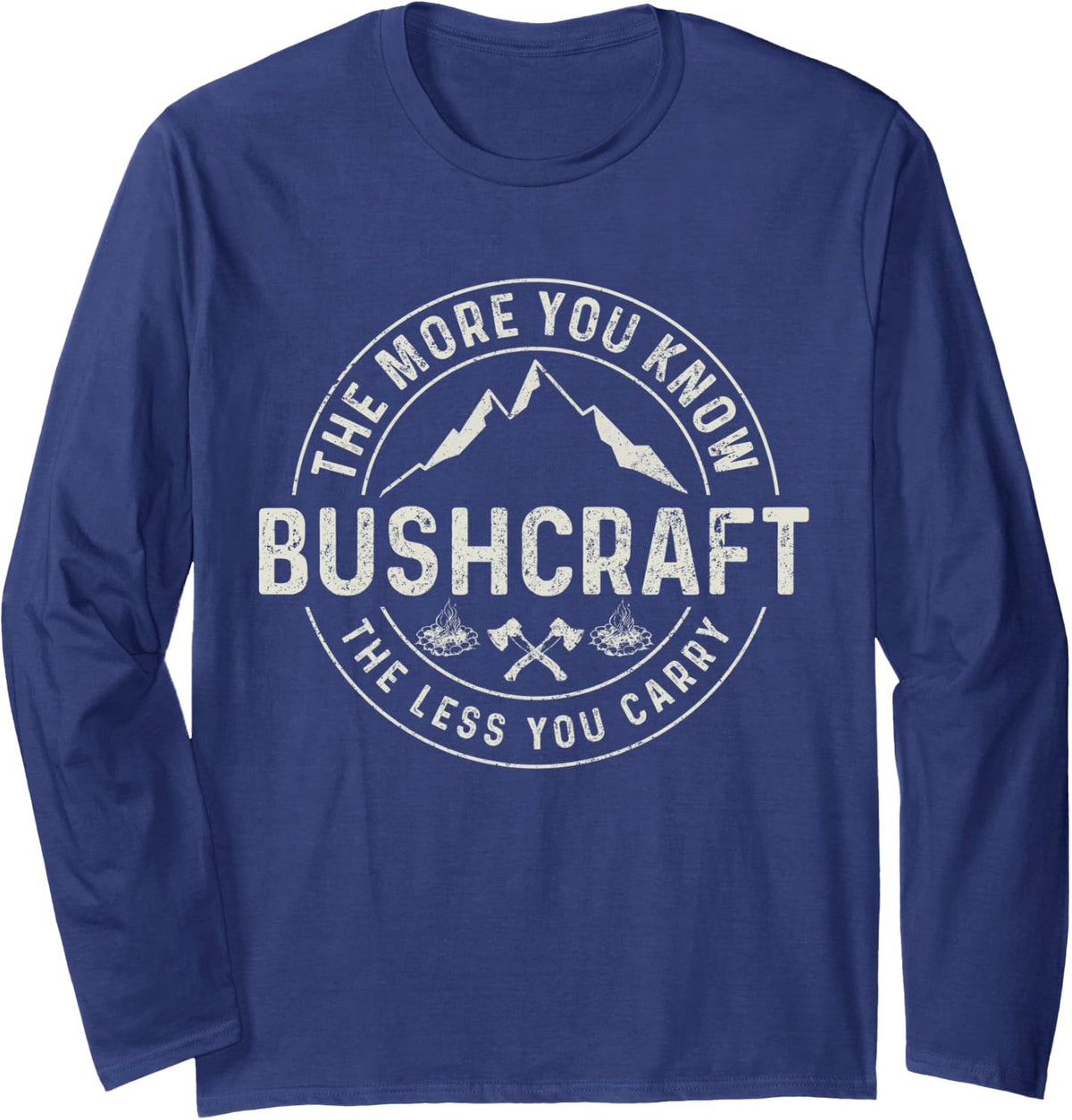Bushcraft Survival Outdoor Camping Camper Bushcrafter Long Sleeve T-Shirt - Adult Unisex Navy Blue