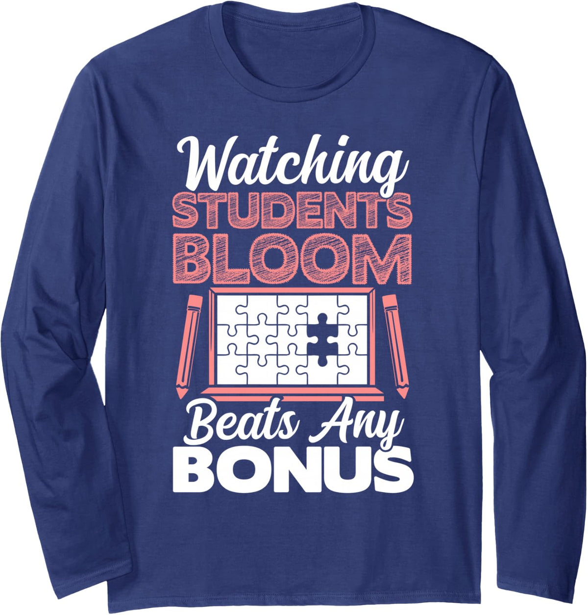 Paraeducator Students Bloom Educational Teacher Assistant Long Sleeve T-Shirt - Adult Unisex Navy Blue