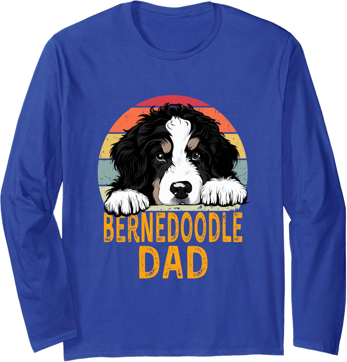 Bernedoodle Dog Dad Funny Retro My Dogs are My Cardio Long Sleeve T-Shirt - Adult Unisex Royal Blue