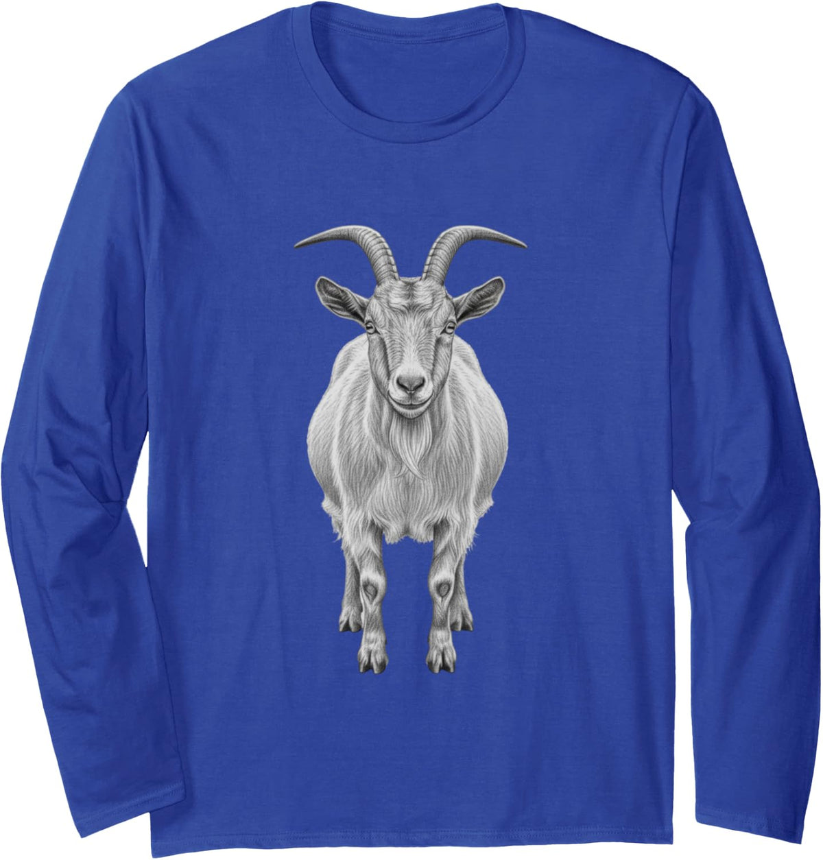 Funny Goat Lover Farm Animal Rustic Nature Art Long Sleeve T-Shirt - Adult Unisex Royal Blue