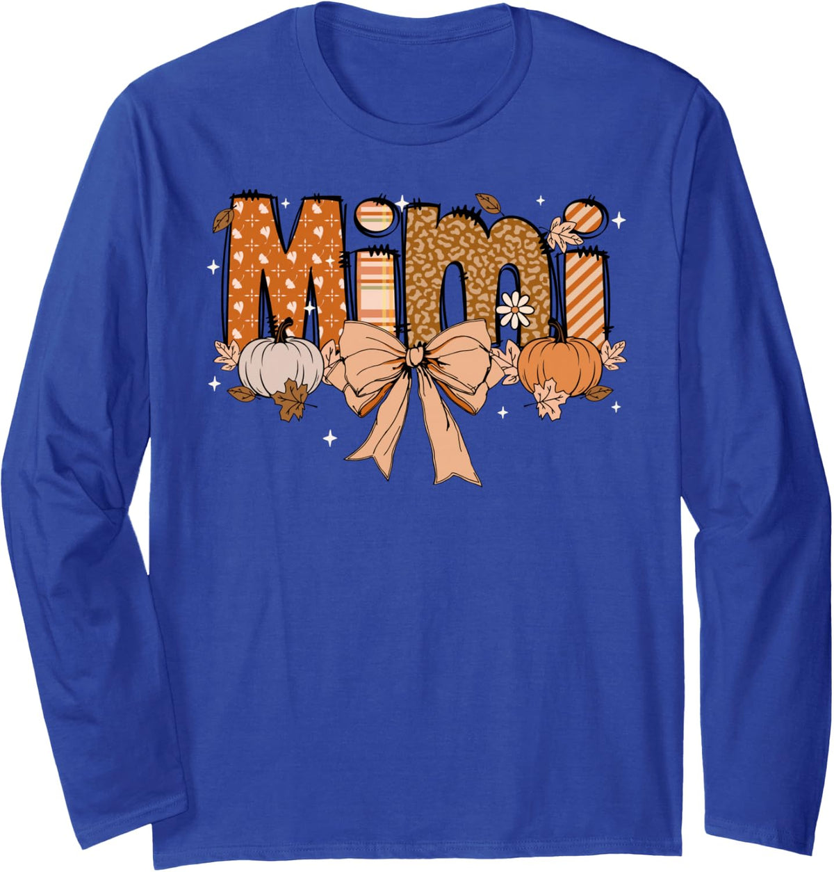 Mimi Pumpkin Fall Coquette Bow Thanksgiving Mom Women Long Sleeve T-Shirt - Adult Unisex Royal Blue