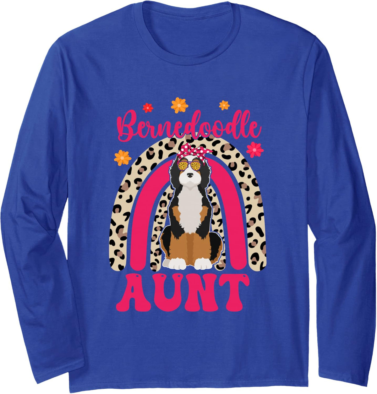 Bernedoodle Aunt Cute Bernedoodle Sunglasses Mother's Day Long Sleeve T-Shirt - Adult Unisex Royal Blue