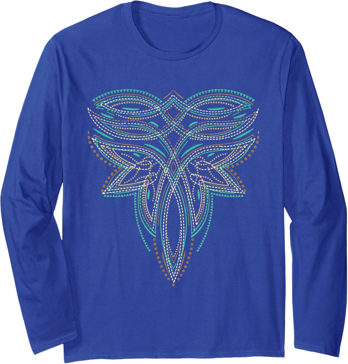 Traditional Western Boot Stitch Cowboy Fashion Graphic Long Sleeve T-Shirt - Adult Unisex Royal Blue