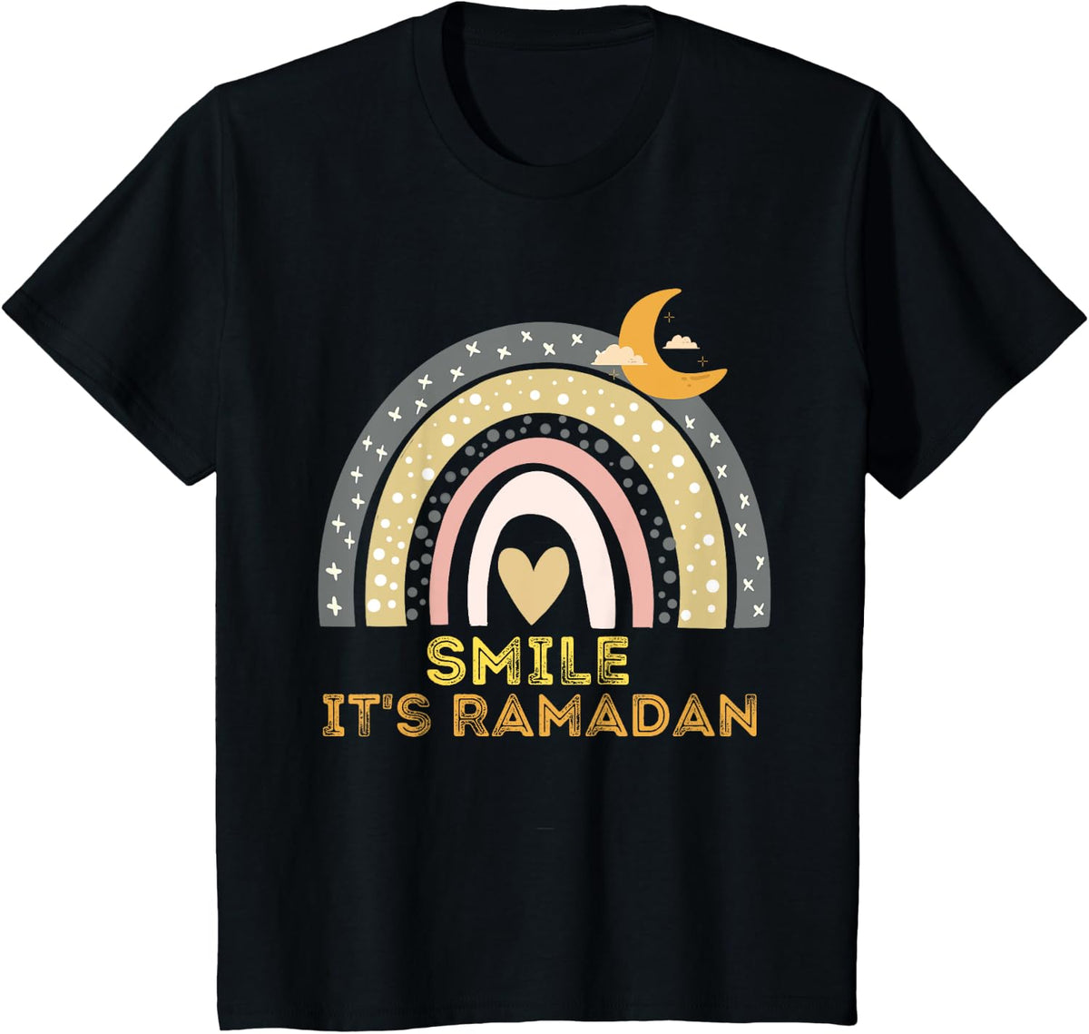 Kids It's Ramadan Bro Smile Muslim's Fasting Month Rainbow T-Shirt - Black