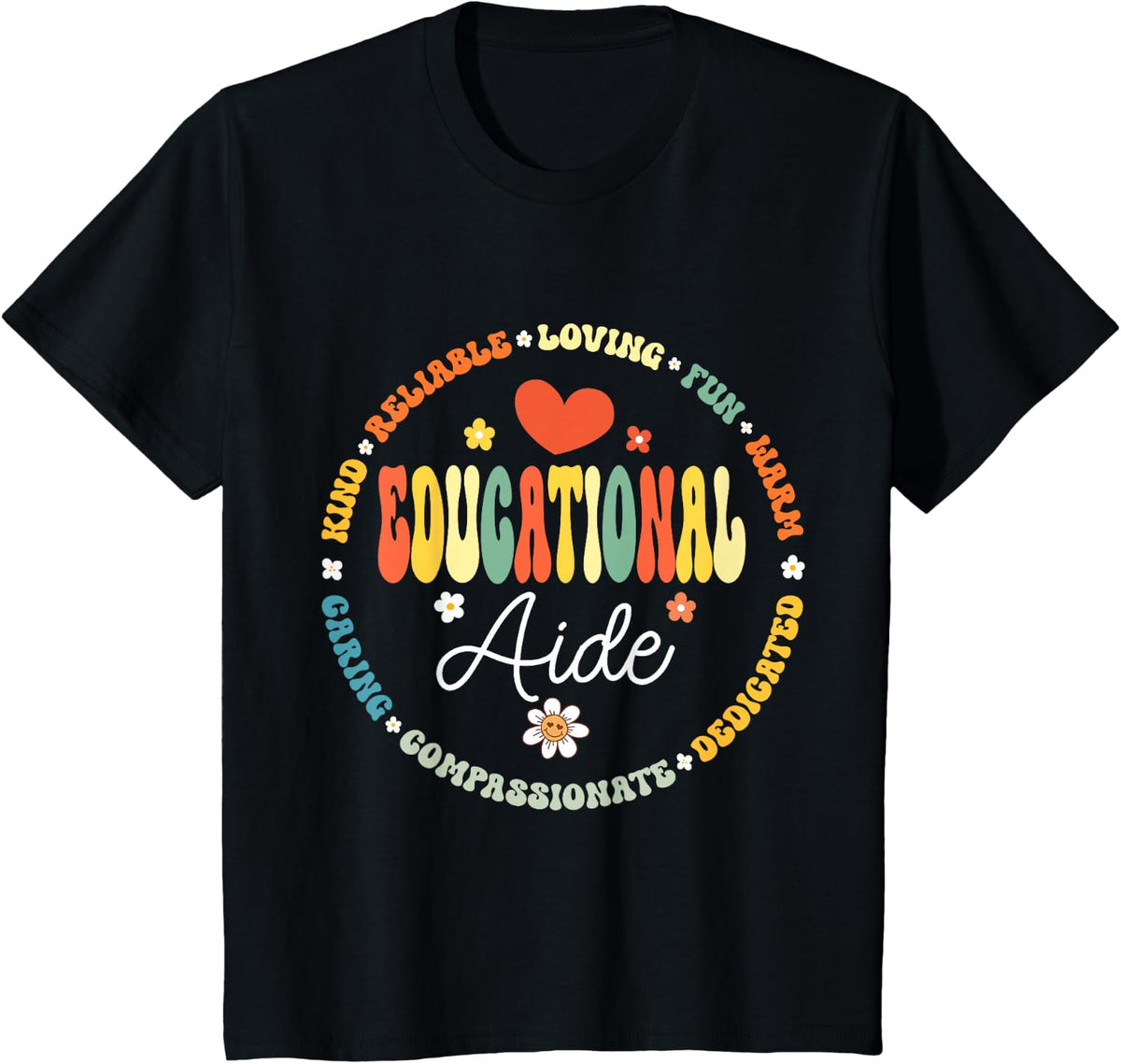 Groovy Educational Aide Assistant Paraprofessional Educator T-Shirt - Black