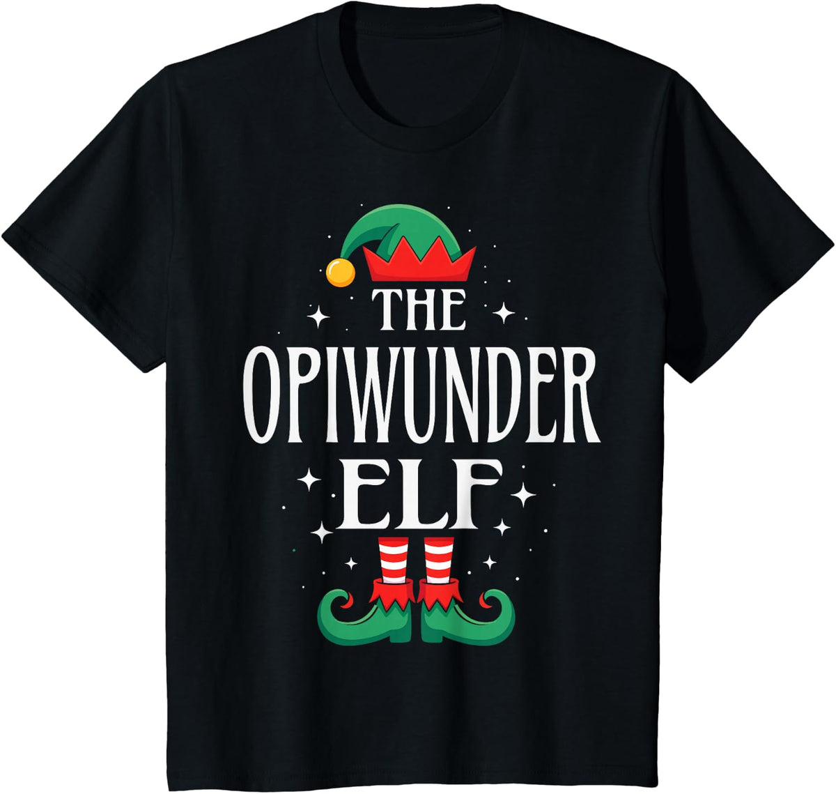 The Opiwunder Elf Funny Christmas Grandpa Matching Family T-Shirt - Black