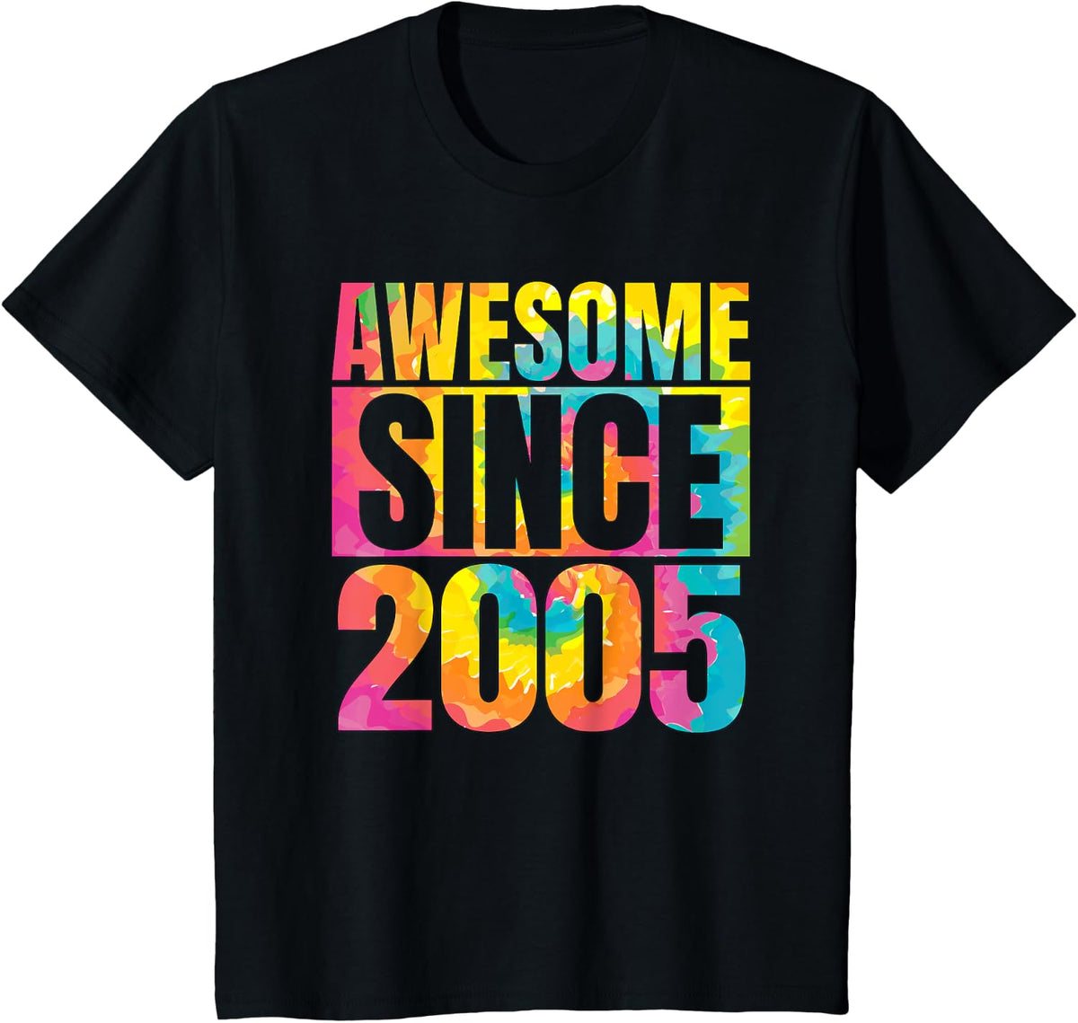 Made In 2005 18 Year Of Being Awesome 18 Birthday Tie Dye T-Shirt - Black