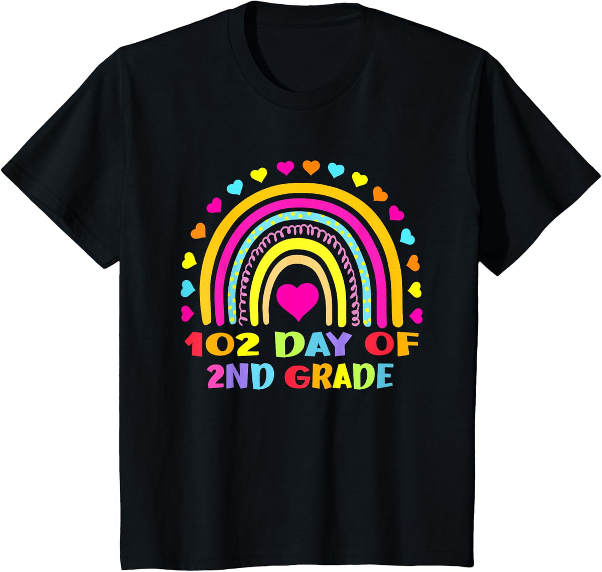 102 Day Of 2nd Grade Rainbow 102 Day Of Second Grade T-Shirt - Black