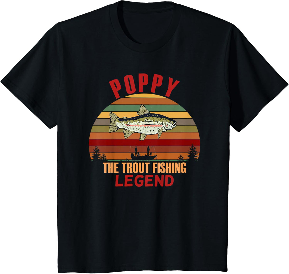 Affordable POPPY Trout Fishing Legend Fishing T-Shirt - Black