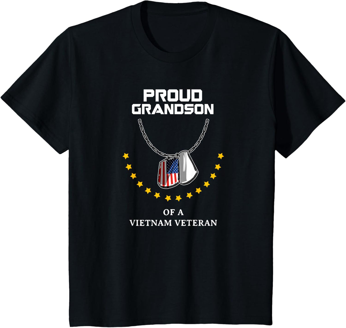 Proud Grandson Of A Vietnam Veteran Cool Army Soldier Gift T-Shirt - Black