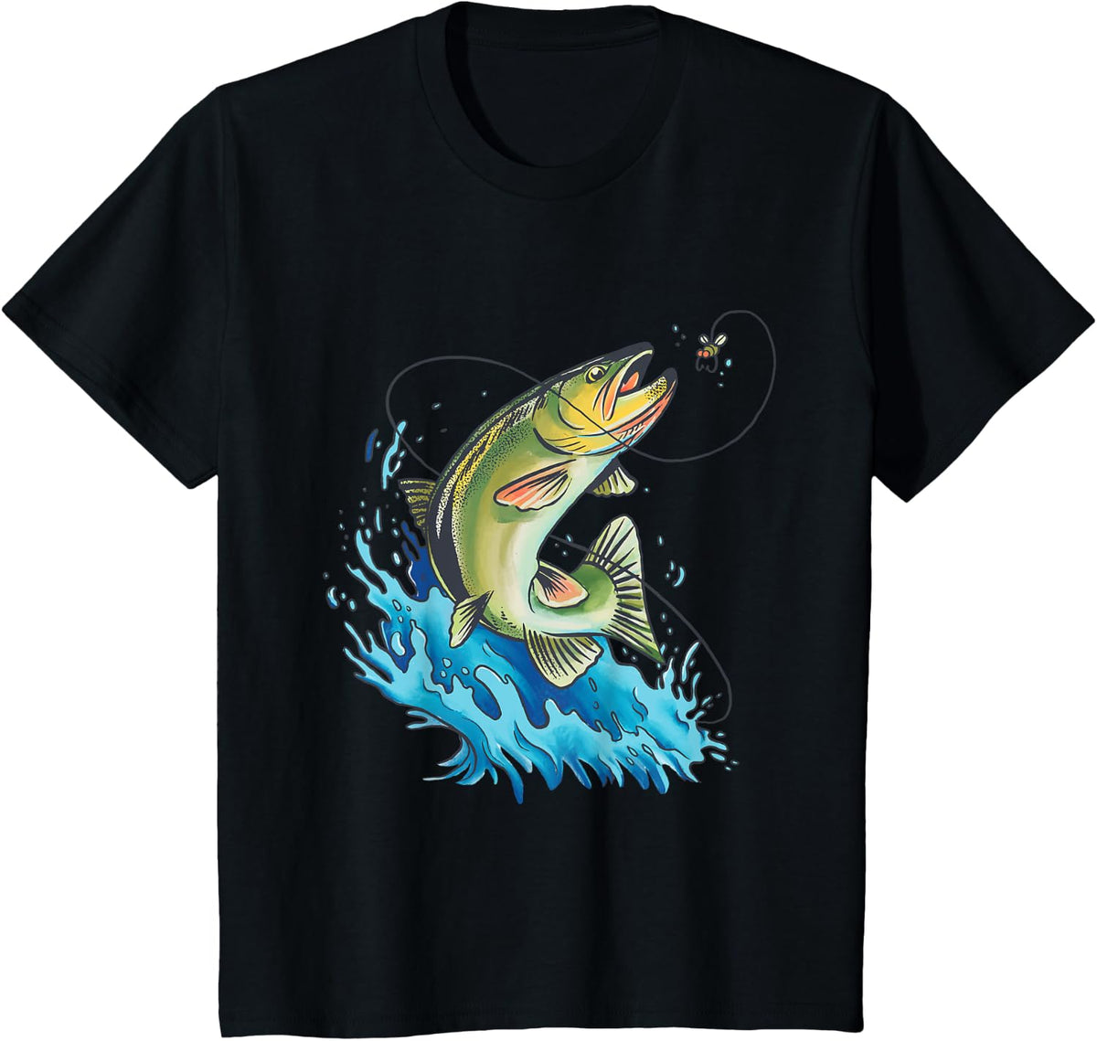 Trout Fishing Freshwater Fish Angler Gift T-Shirt - Black