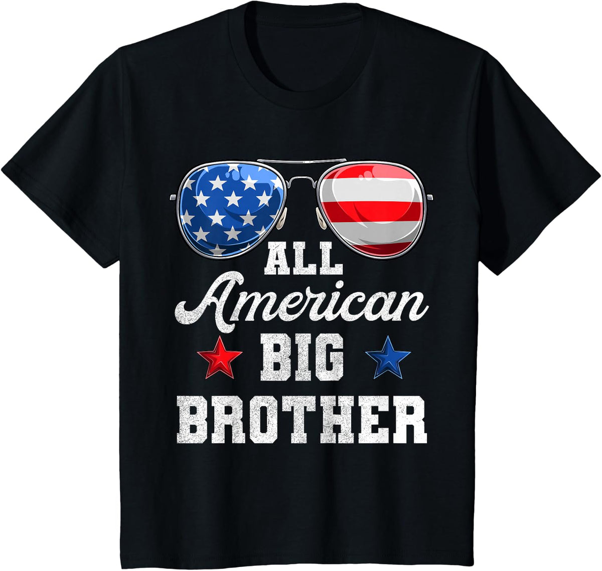 4th of July Family Matching Shirts, All American Big Brother T-Shirt - Black