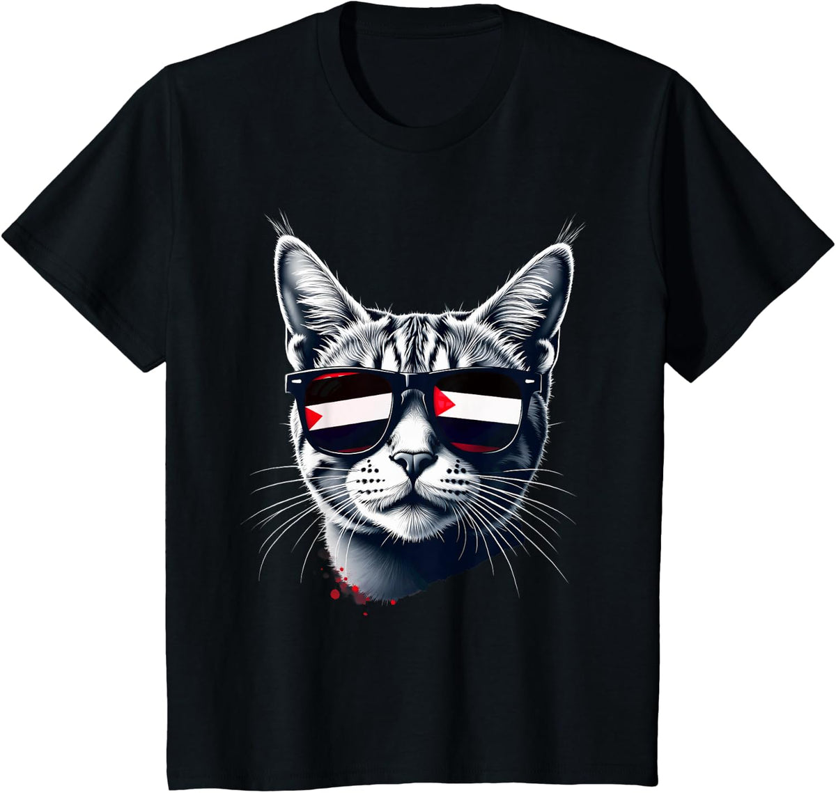 Patriotic Palestine Tabby Cat Palestinian Flag Men Women Kids T-Shirt - Black