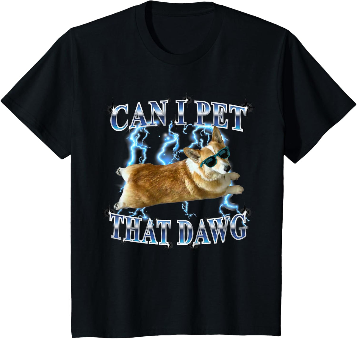 Mens Funny Heavy Metal Can I Pet That Dawg Corgi Dog Lover T-Shirt - Black