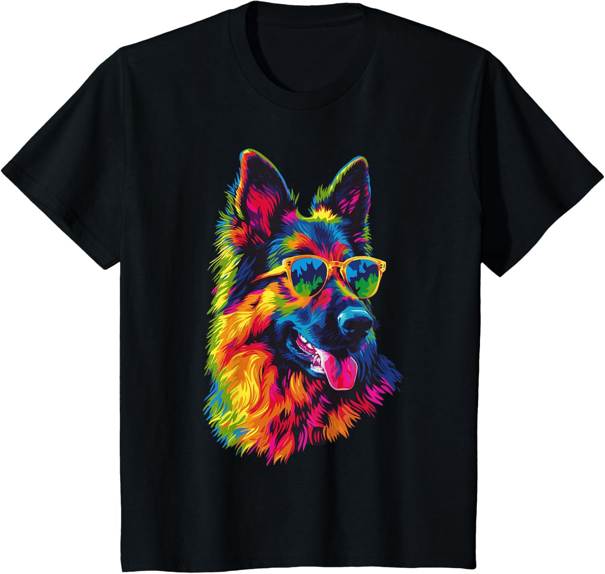 German Shepherd Lovers Design Pop Art Funny German Shepherd T-Shirt - Black