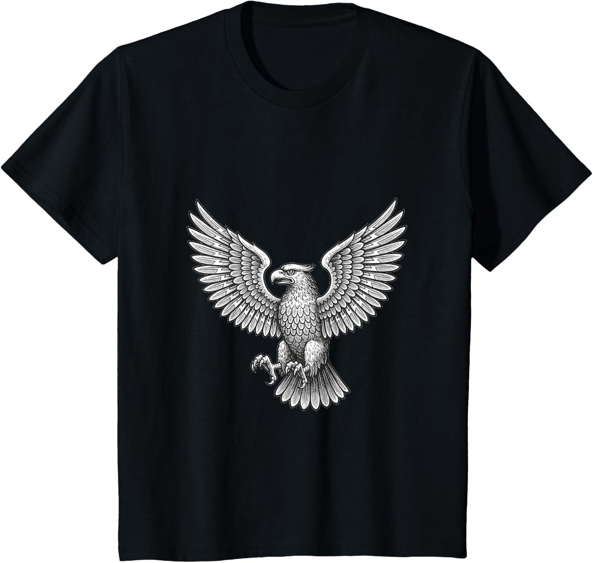 Thunderbird Soaring Storm Raptor Bird Art Graphic T-Shirt - Black