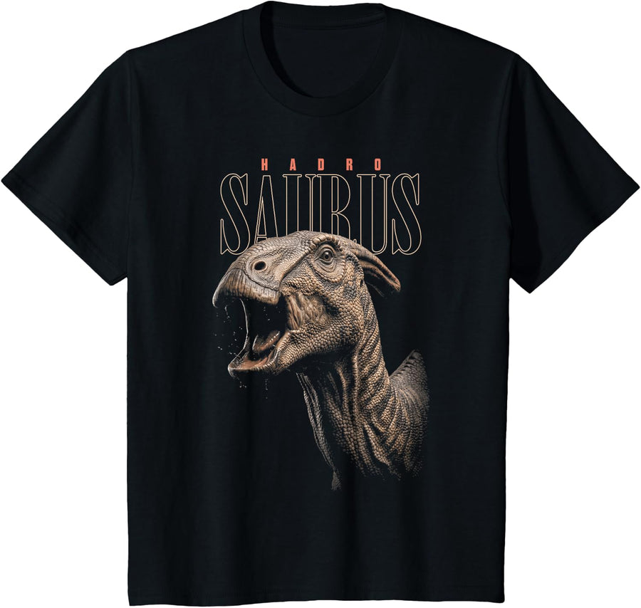 Hadrosaurus Face Dinosaur Wildlife Nature Dino Hadrosaurus T-Shirt - Black