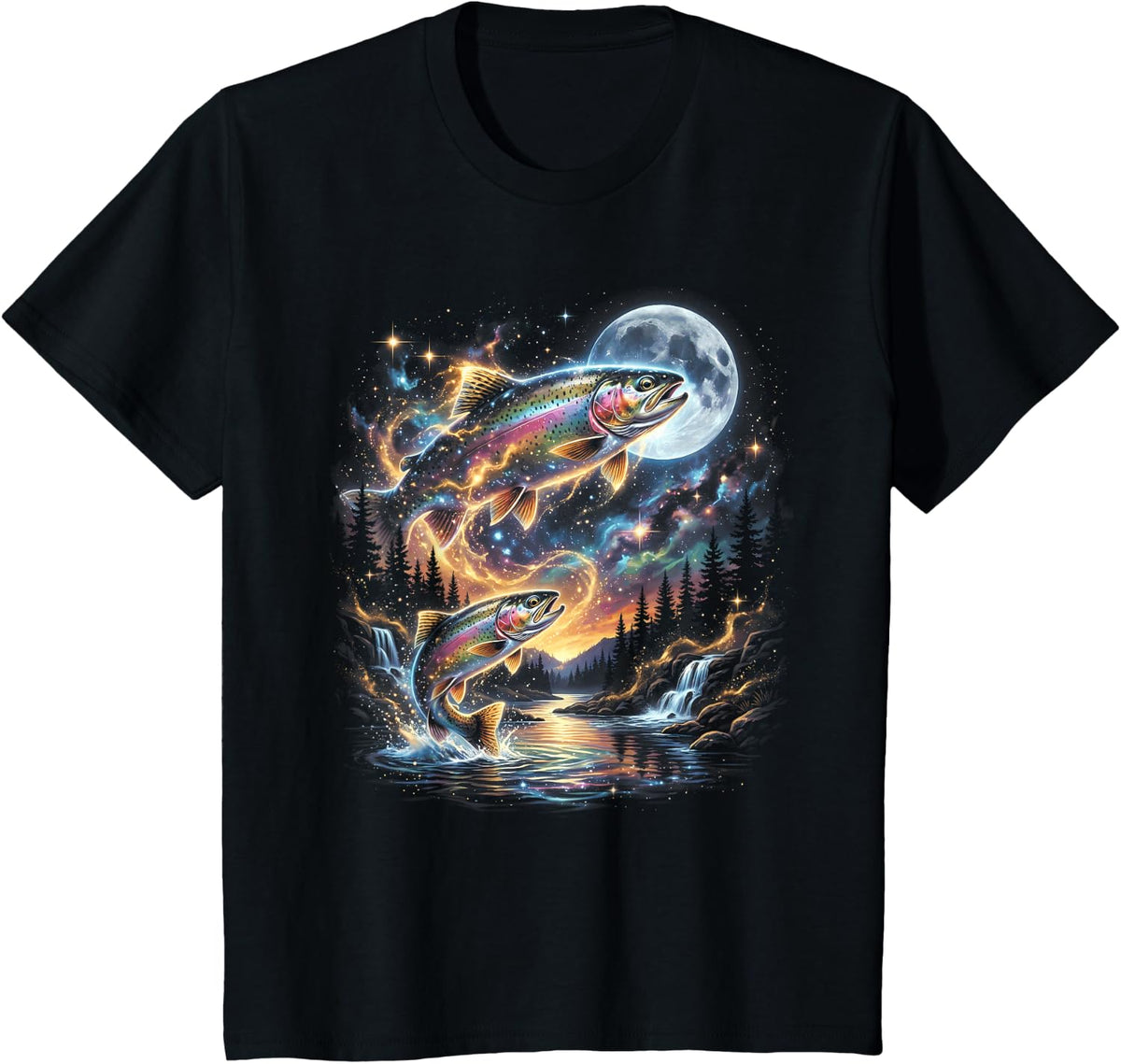 Trout Howling to The Moon Meme Howl At Moon T-Shirt - Black