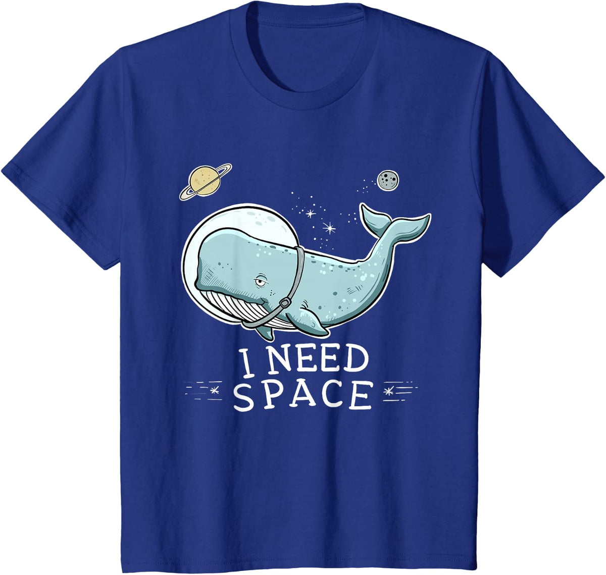 I Need Space Whale Astronaut Cartoon Design T-Shirt - Royal Blue