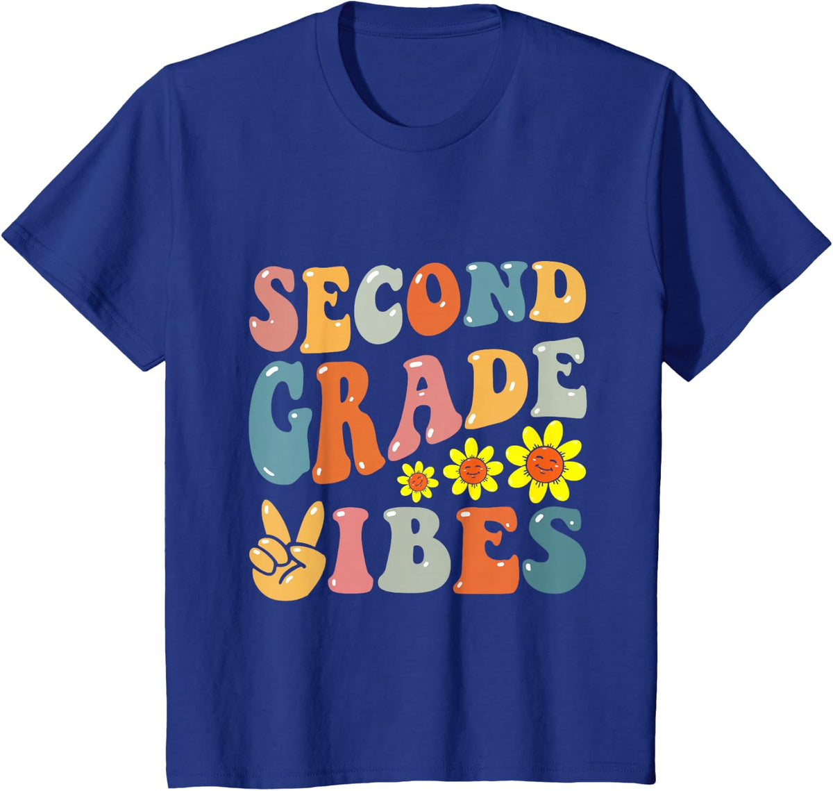 Second Grade Vibes Back To School Retro 2nd Grade Squad Team T-Shirt - Royal Blue
