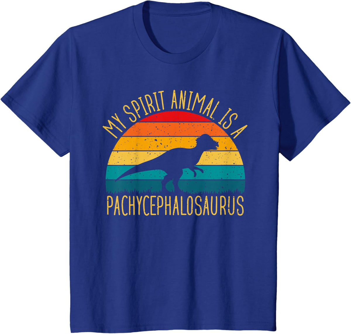 Pachycephalosaurus Dinosaur Paleontology Vintage Retro T-Shirt - Royal Blue