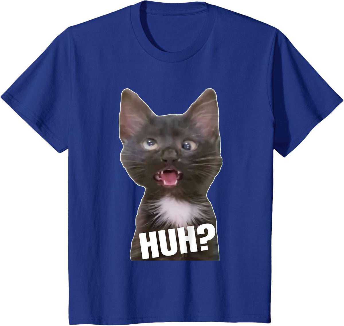 Funny Cross Eyed Cat Meme Huh T-Shirt Tee Cute Kitten Shirts for Men Women - Royal Blue