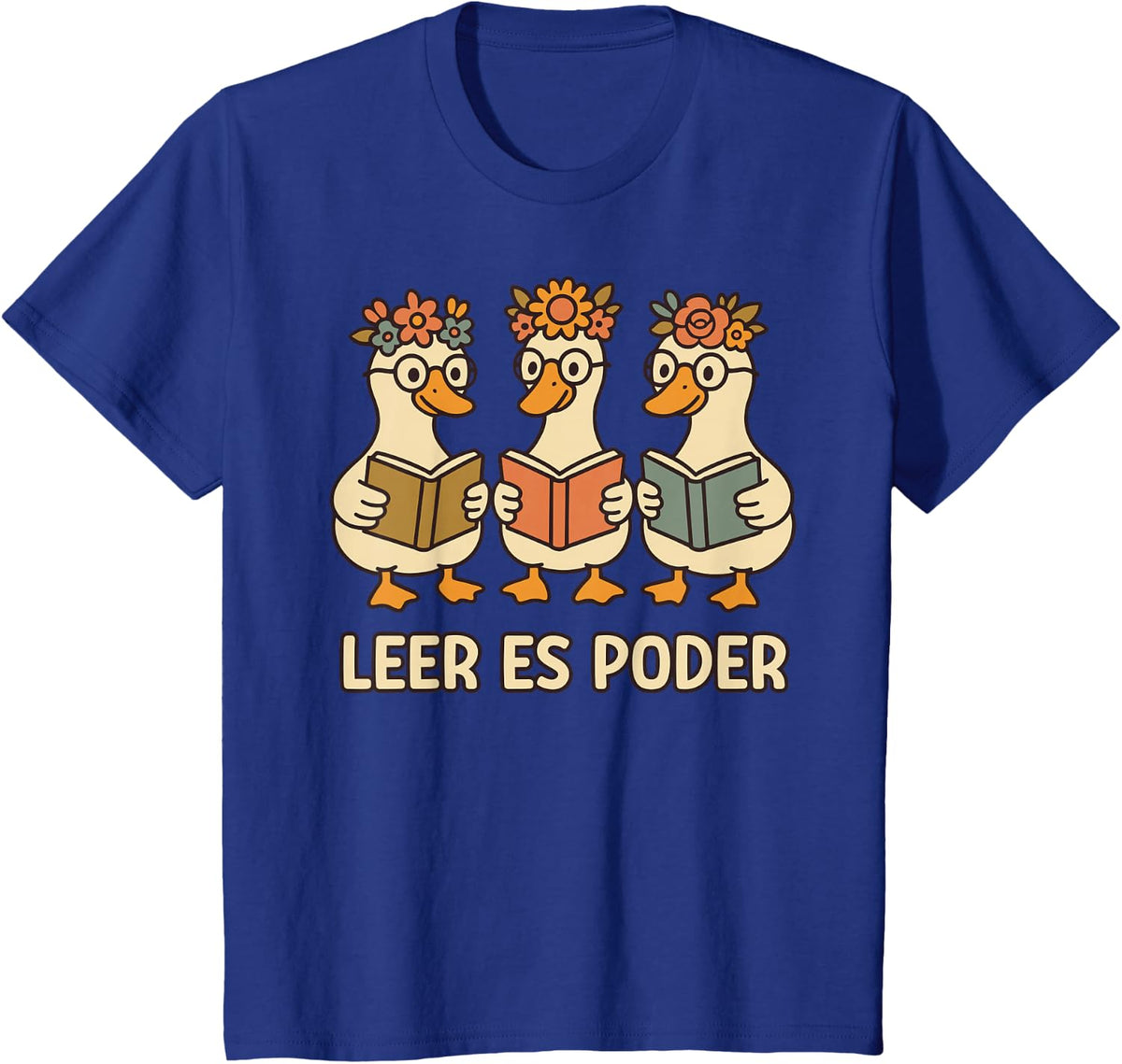 Leer ES Poder Floral Boho Flowers Spanish Teacher Reading T-Shirt - Royal Blue