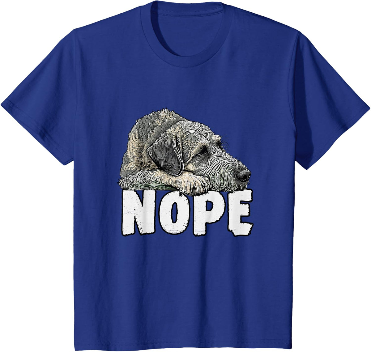 Irish Wolfhound Nope Funny Lazy Pet Dog Cute T-Shirt - Royal Blue