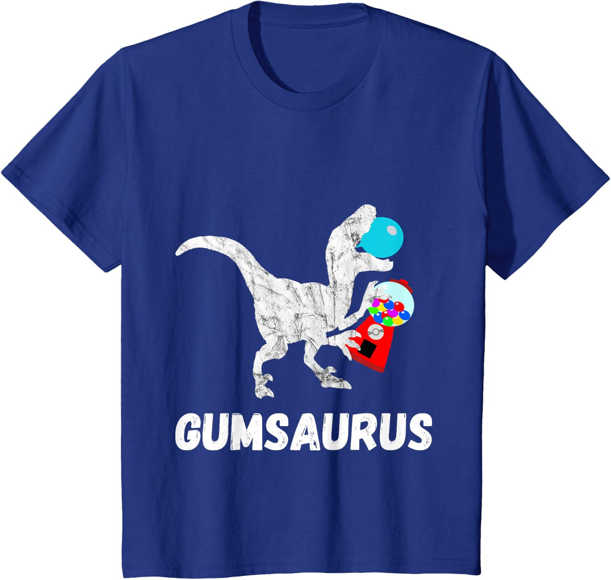 Bubble Gum Saurus Gumball Machine Chewing Dinosaurs T-Rex Tees T Shirts - Royal Blue
