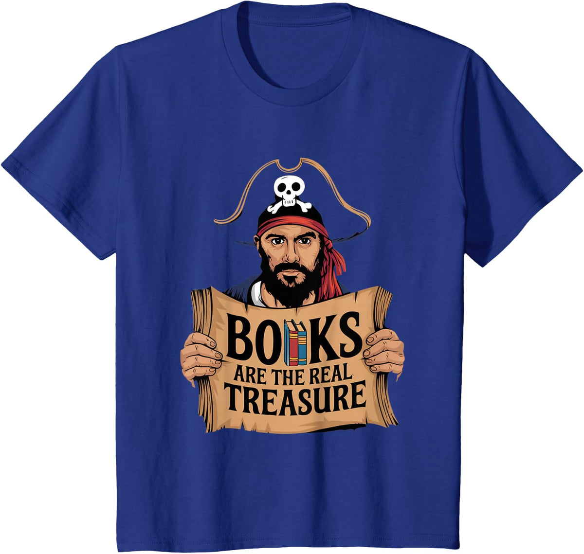 Read Books Shirt For Bookworm Reader Library Reading Librarian Pirate T-Shirt Tee - Royal Blue