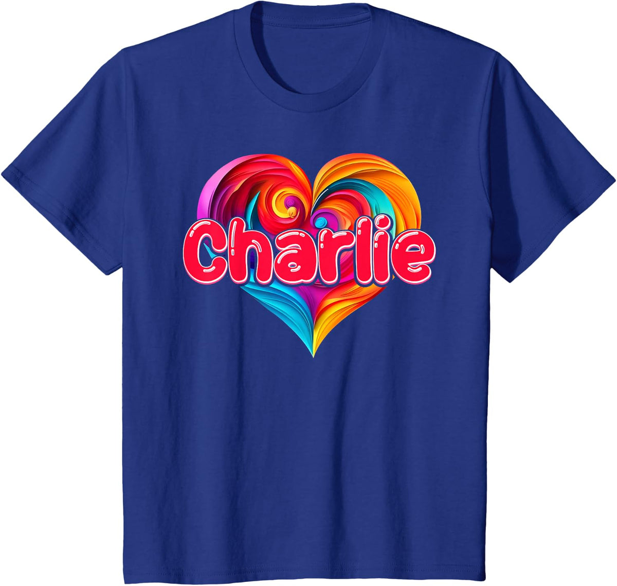 I Heart Love Charlie First Name Tshirt Colorful Named T-Shirt - Royal Blue