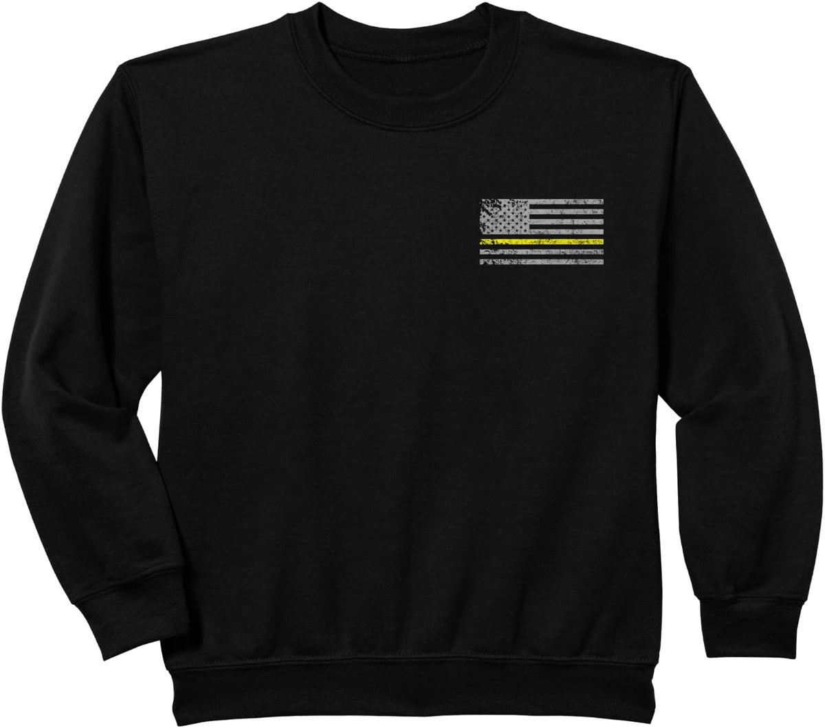 Thin Yellow Line American Flag Emergency Dispatcher Sweatshirt - Black