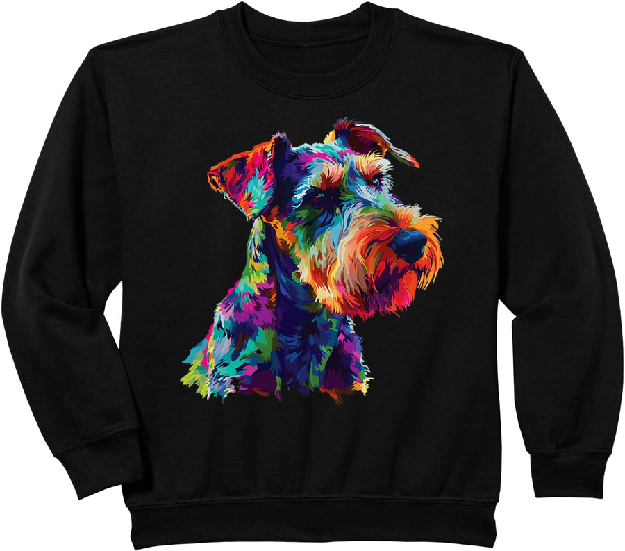 Watercolor Colorful Airedale Terrier Dog Sweatshirt - Black