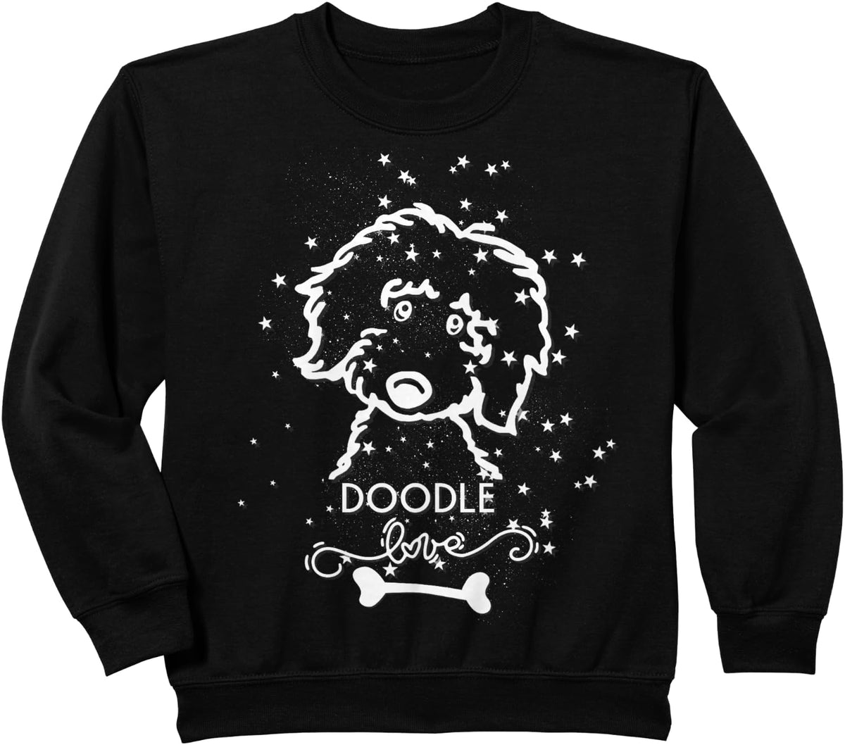 Doodle Love Dog Drawing Bernedoodle Sheepadoodle Pyredoodle Sweatshirt - Black