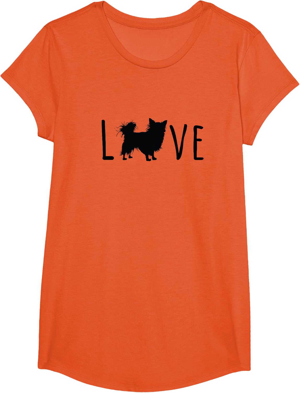 Long Haired Chihuahua - Dog Mom Dad Pet T-Shirt - Girls Orange