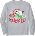 Joy to The World Candy Cane Christmas Pajamas Xmas Kids Long Sleeve T-Shirt - Adult Unisex Heather Grey